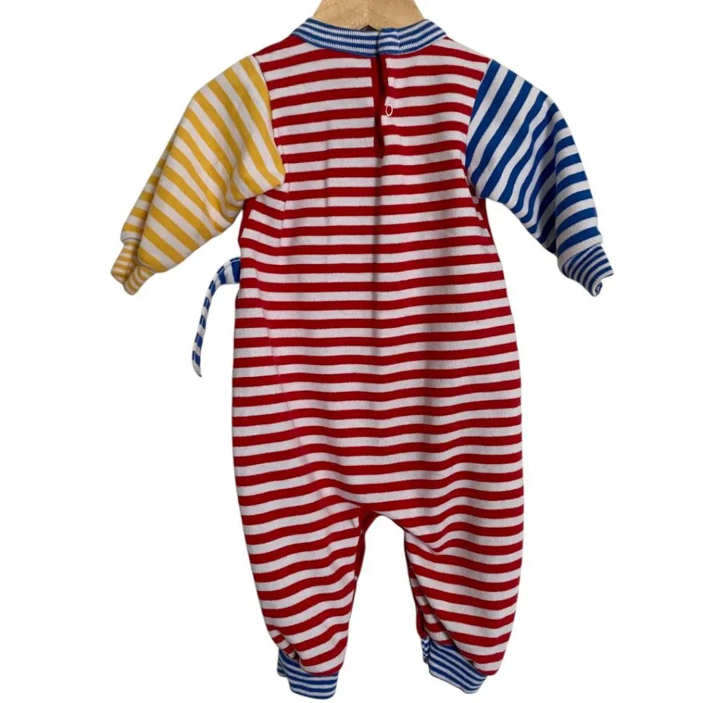 Red Lion Applique Striped Sleeve Kids One-Piece